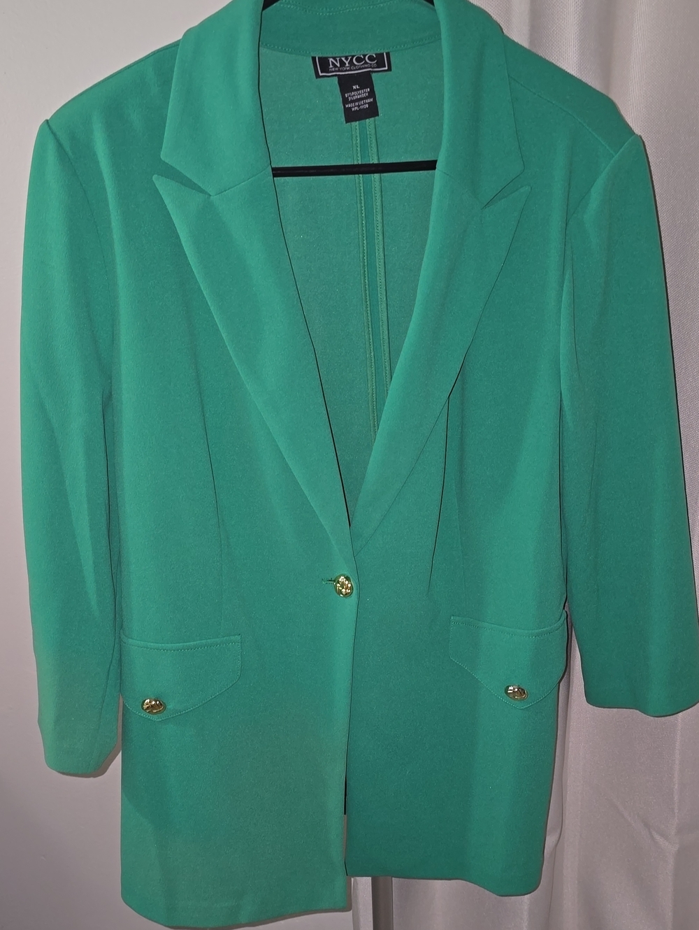 NYCC Emerald Green Tailored Blazer with Gold Buttons